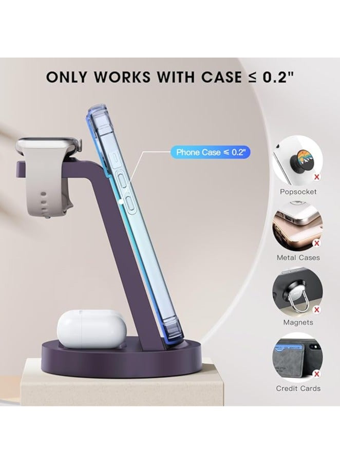 Wireless Charger 15w fast charging 3 in 1 Wireless Charging Station Fast Wireless Charger Stand for Phone Charger 15 14 13 12 11 Pro Max XR XS 8 Plus Watch 8 7 6 5 4 3 2 SE for iPhone AirPods Pro 3 2 Samsung/Huawei/Xiaomi- Black - Image 2