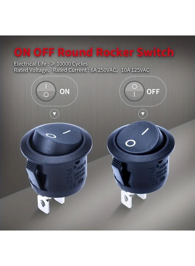 10 قطعة من مفاتيح التبديل الدائرية تشغيل/إيقاف SPST مقاس 20 ملم ميني 12 فولت تيار مستمر 2 دبوس لمفاتيح تبديل السيارة والمقطورة - Image 4