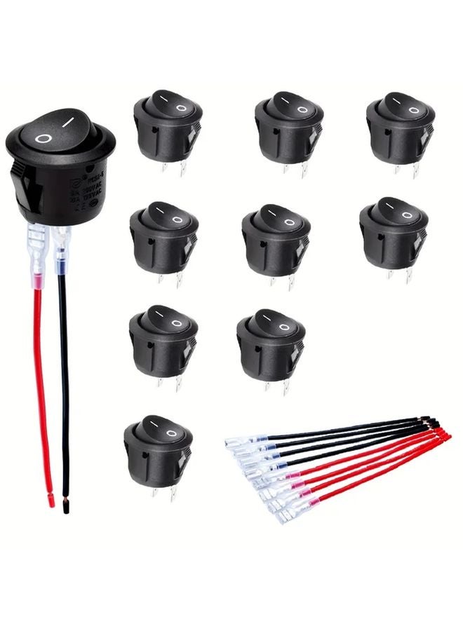 10 قطعة من مفاتيح التبديل الدائرية تشغيل/إيقاف SPST مقاس 20 ملم ميني 12 فولت تيار مستمر 2 دبوس لمفاتيح تبديل السيارة والمقطورة - Image 2