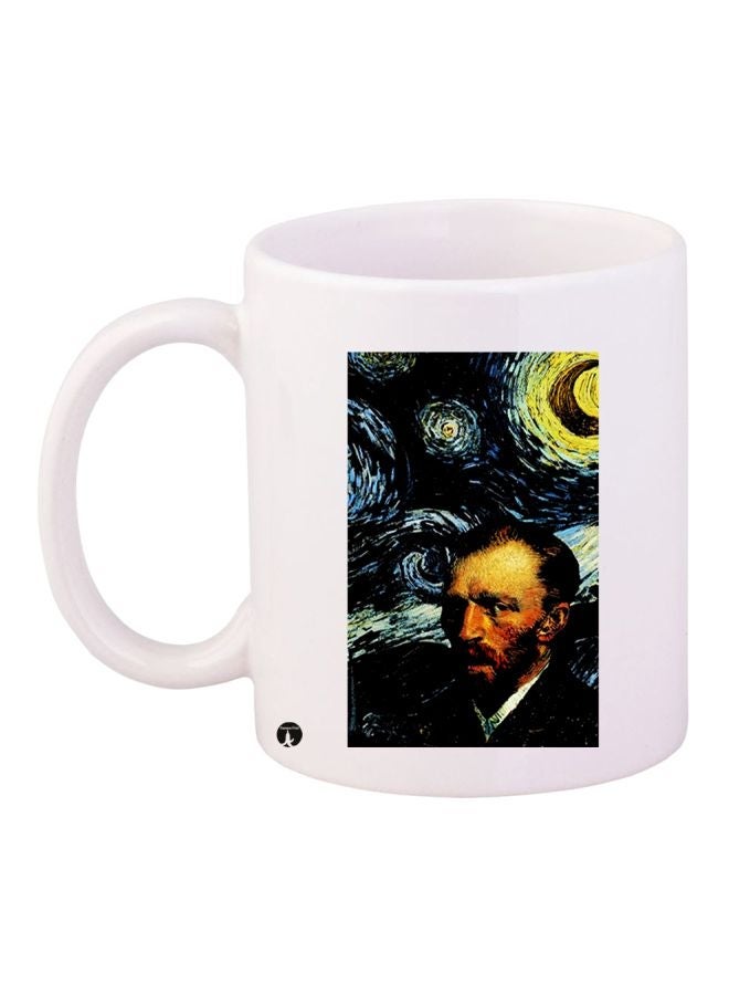 RYN Van Gogh Printed Coffee Mug White/Blue/Yellow 11ounce