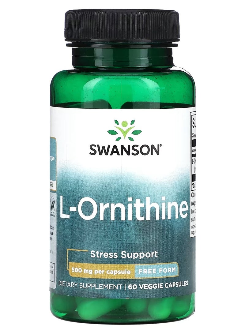 Swanson, L-Ornithine, Free Form, 500 mg, 60 Veggie Capsules