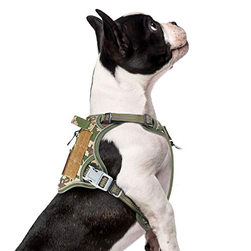 BUMBIN Tactical Dog Harness for Small Dogs No Pull, Famous TIK Tok No Pull Puppy Harness, Fit Smart Reflective Pet Walking Harness for Training, Adjustable Dog Vest Harness with Handle Forest Camo S - Image 1