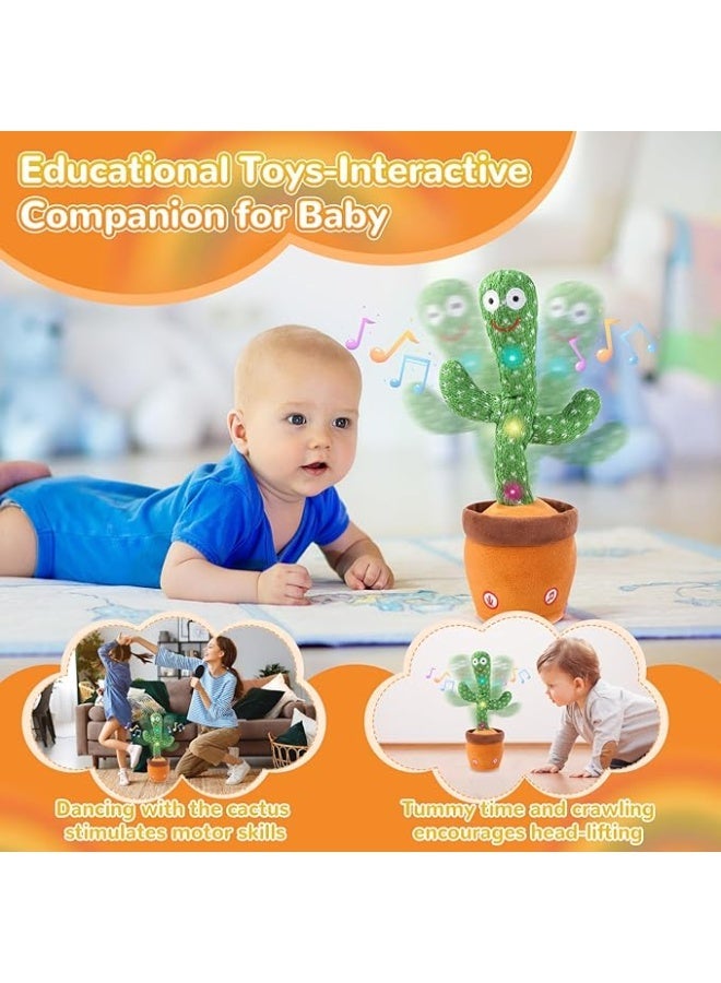 ناكسوس لعبة صبار راقصة ناطقة للأطفال، لعبة قطيفة تغني وتقلّد وتكرر، لعبة تعليمية تفاعلية للأطفال الصغار، كرر ما تقوله، ألعاب وقت الاستلقاء على البطن للأطفال الرضع من الأولاد والبنات بعمر سنة واحدة - Image 4