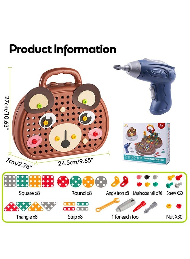 203Pcs Kids Repair Tool Box Montessori Play, educational toys for kids, Toddler Tool Kit, Creative Construction Engineering Building Block Games, Tool Box DIY, 2D/3D Creativity Tool Box Toys with Toy Drill and Screwdriver Tool Set - Image 3