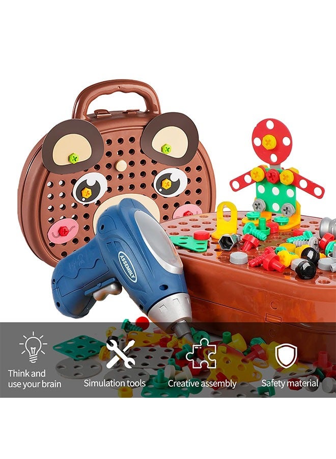 203Pcs Kids Repair Tool Box Montessori Play, educational toys for kids, Toddler Tool Kit, Creative Construction Engineering Building Block Games, Tool Box DIY, 2D/3D Creativity Tool Box Toys with Toy Drill and Screwdriver Tool Set - Image 4