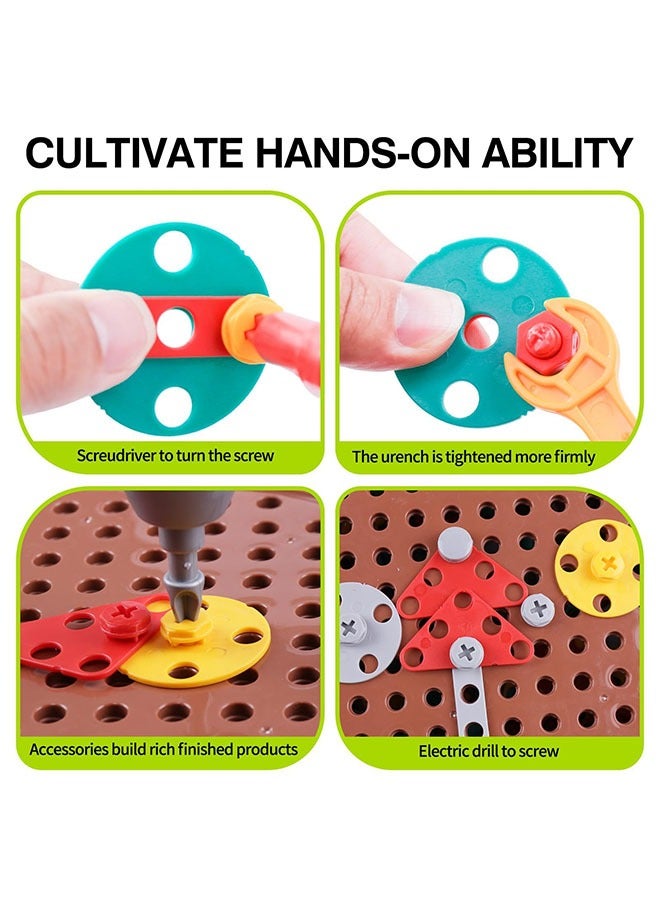 203Pcs Kids Repair Tool Box Montessori Play, educational toys for kids, Toddler Tool Kit, Creative Construction Engineering Building Block Games, Tool Box DIY, 2D/3D Creativity Tool Box Toys with Toy Drill and Screwdriver Tool Set - Image 5