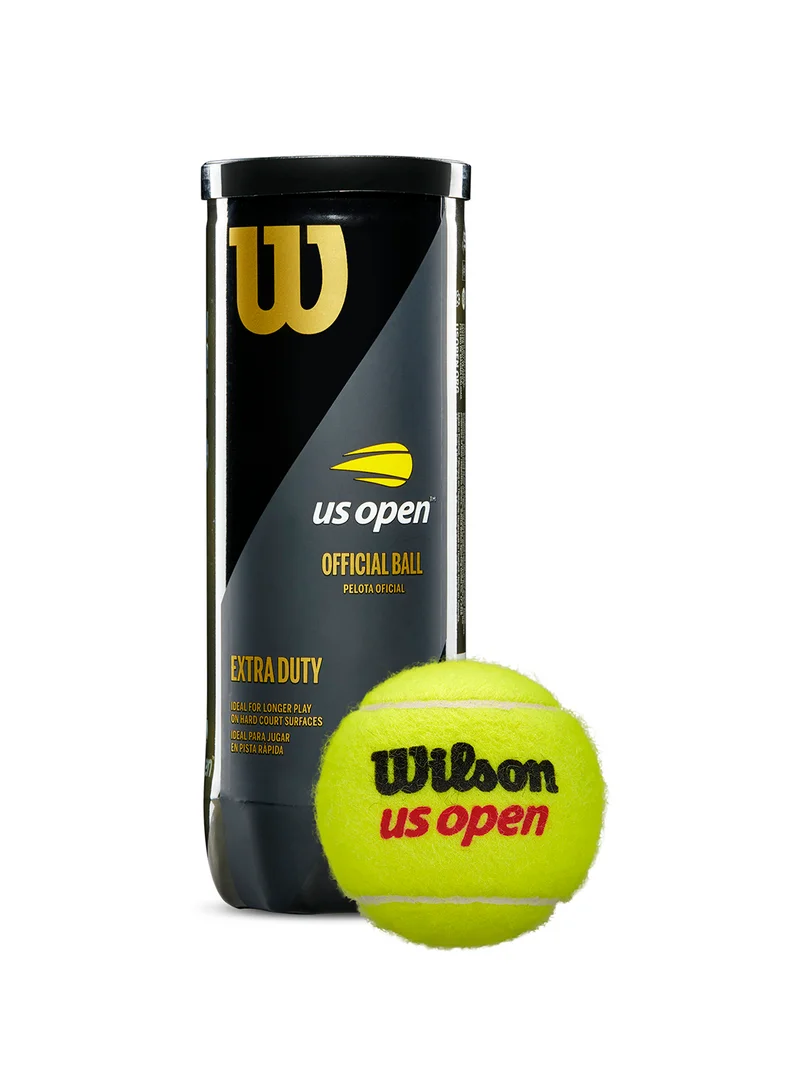 Wilson Yellow US Open Extra Duty Hard Court Yellow Tennis Balls - 3 Ball Can  | Best Price UAE
