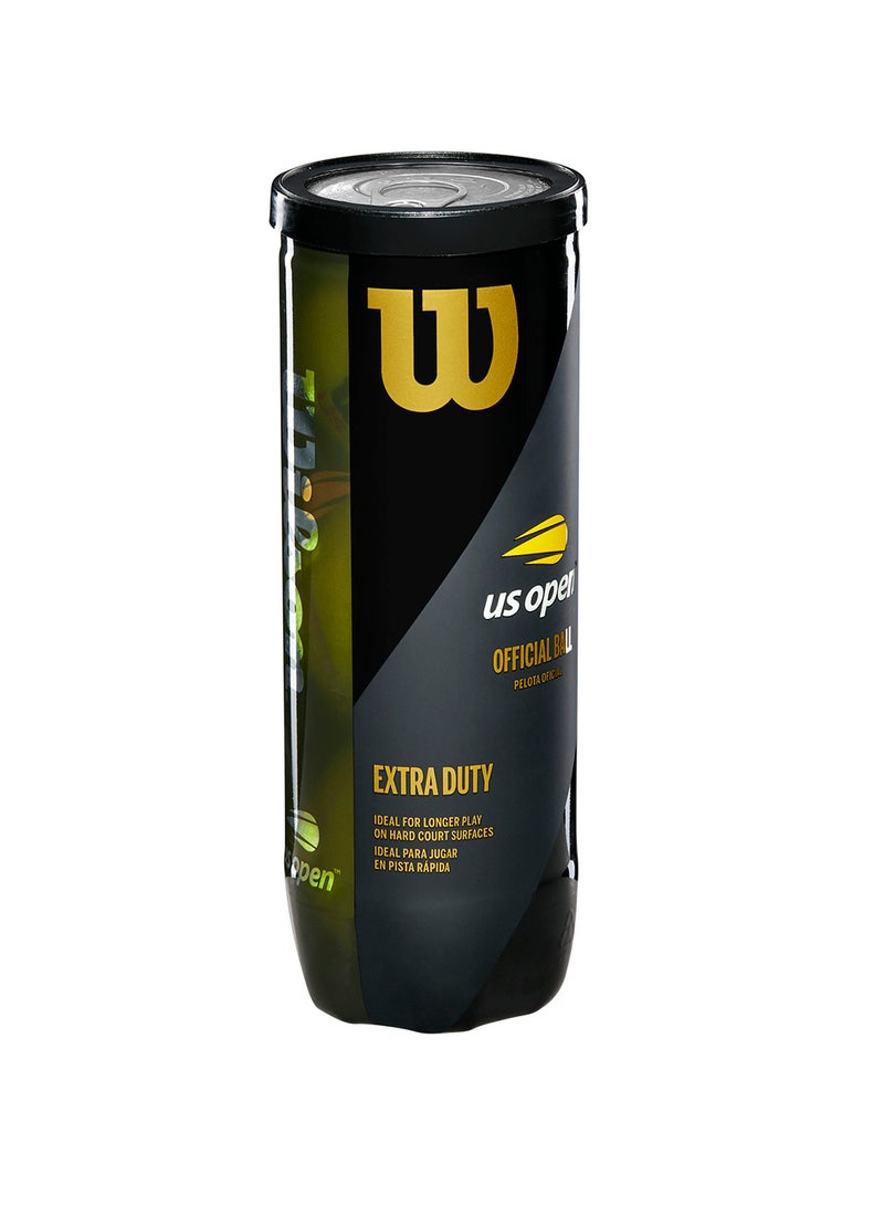 Wilson US Open Extra Duty Hard Court Yellow Tennis Balls - 3 Ball Can - Image 2
