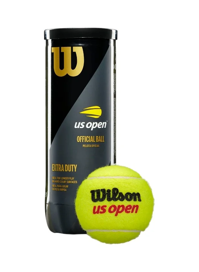 Wilson Yellow US Open Extra Duty Hard Court Yellow Tennis Balls - 3 Ball Can  | Best Price UAE