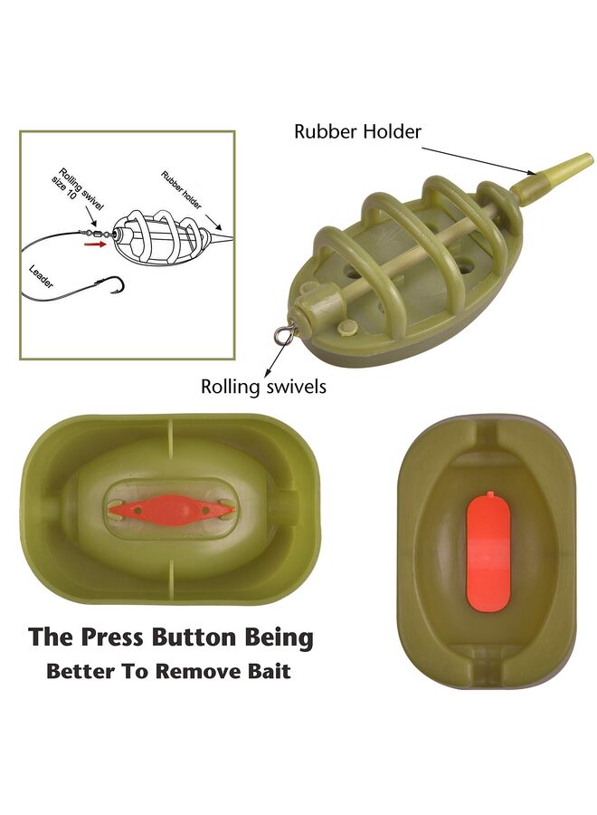 Generic Fishing Weights Sinkers, 30g 40g 50g 60g Tungsten Split Shot Fishing Inline Method Feeder Set Carp Tackle 4 Inline Method Feeders with 1 Rubber Mould Carp Fishing Accessories (B) - Image 1