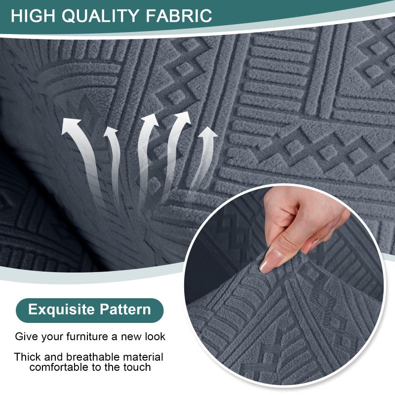 Ruaozz Recliner Sofa Covers Recliner Chair Covers Couch Covers for Reclining Couches with Pockets Washable Furniture Protector with Elastic Bottom (3 Seater, Grey) - Image 3