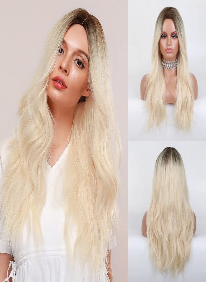 Ashkash 26 Inches Long 2 Tone Ombre Curly/Wavy Synthetic Fibre Hair Wig for Women & Girls - Image 1