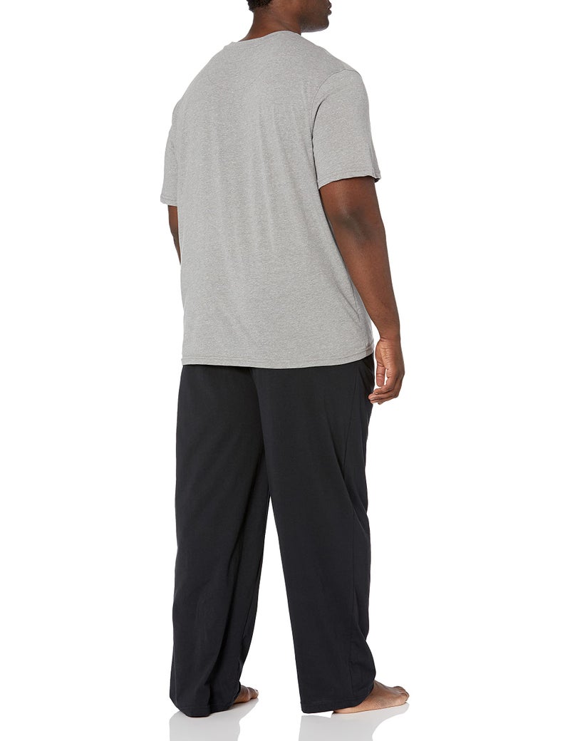 Fruit of the Loom Men's 2-Piece Jersey Knit Pajama Set, Grey Heather/Black, 4X - Image 2