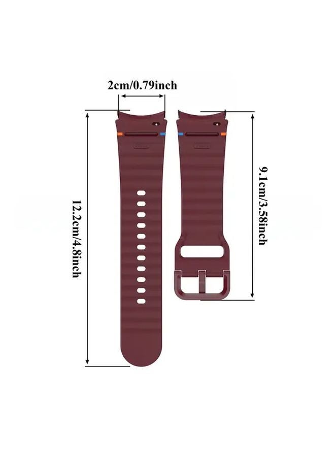 Burgundy Soft Silicone Band For Samsung Galaxy Watch 7 6 5 4 Classic FE 40mm 47mm - Image 4