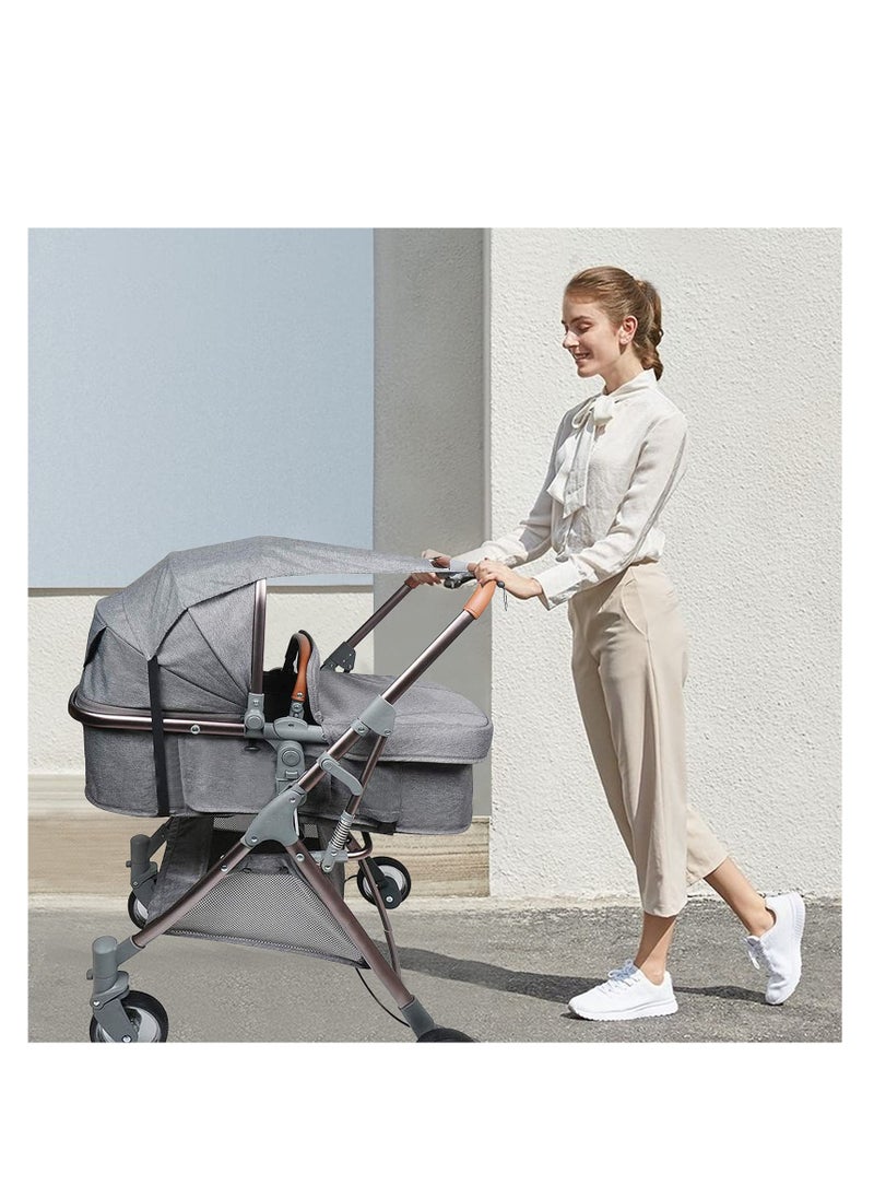 SYOSI Pram Sun Shade, Universal Stroller Baby Buggy Sun Canopy, Sun Shade Stroller Awning Canopy Pushchair Parasol Accessories UV Protection, Sun Protection(Grey)  - Image 4
