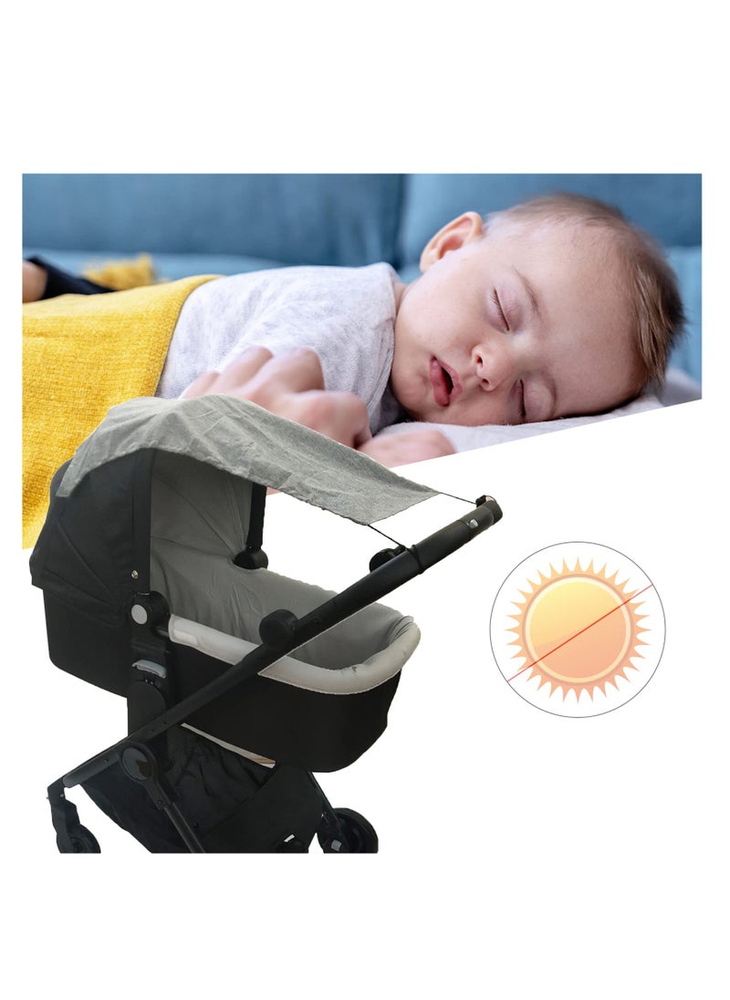SYOSI Pram Sun Shade, Universal Stroller Baby Buggy Sun Canopy, Sun Shade Stroller Awning Canopy Pushchair Parasol Accessories UV Protection, Sun Protection(Grey)  - Image 5