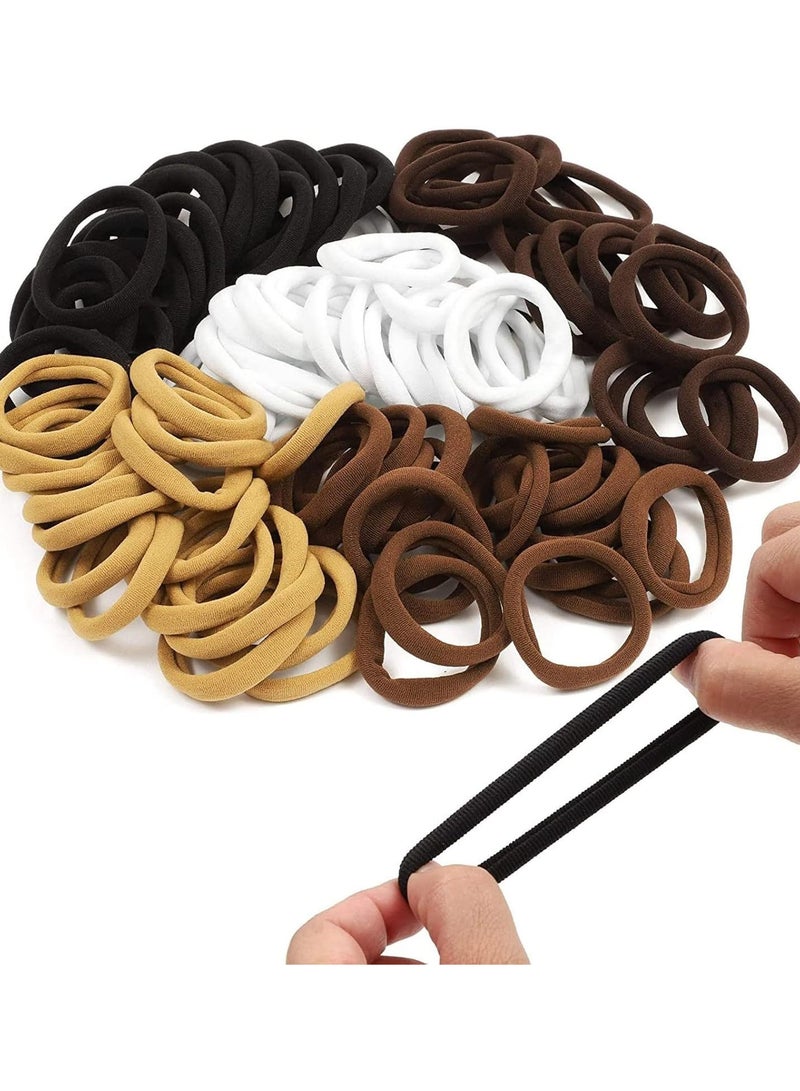 GGOOT Pack Of 100 Seamless Cotton Headband High Stretch Headband No Crease Ponytail Soft Thick Seamless Cotton Hair Ties For Women Girls - Image 2