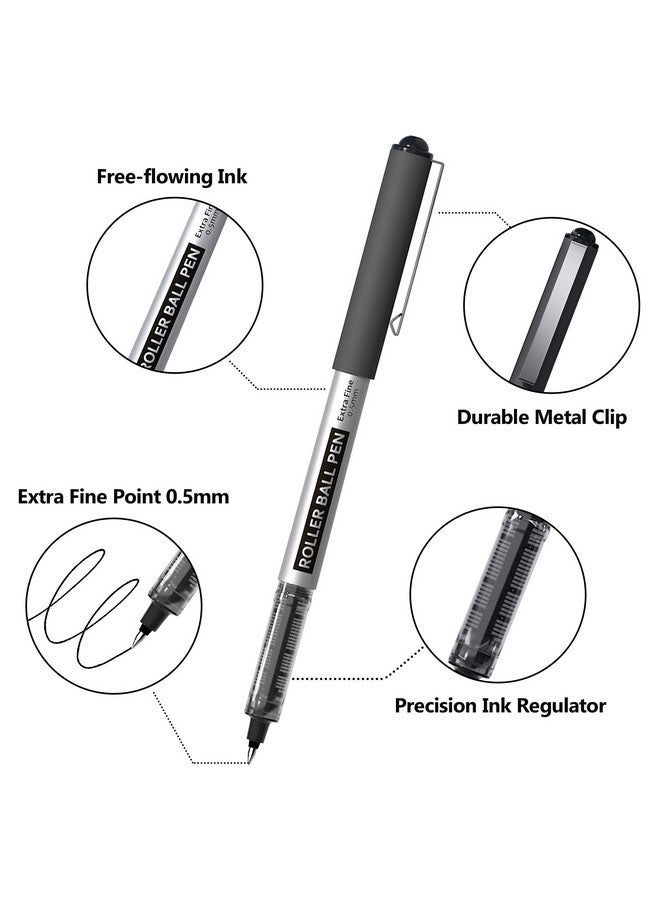 Shuttle Art Rollerball Pens, 25 Pack Black Fine Point Roller Ball Pens, 0.5Mm Liquid Ink Pens For Writing Journaling Taking Notes School Office - Image 2