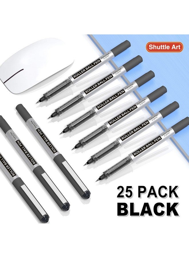 Shuttle Art Rollerball Pens, 25 Pack Black Fine Point Roller Ball Pens, 0.5Mm Liquid Ink Pens For Writing Journaling Taking Notes School Office - Image 3