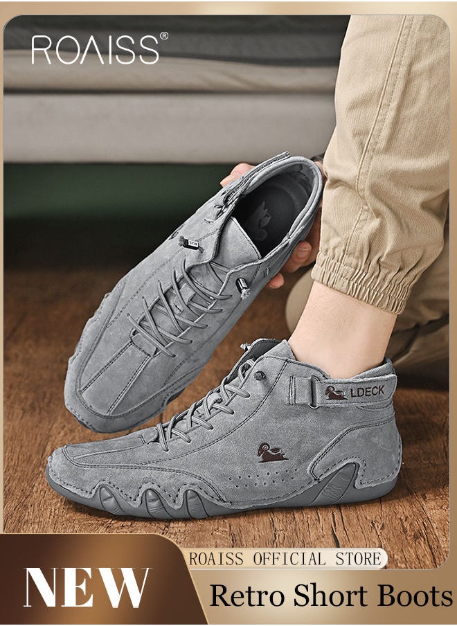 roaiss Low-Top Top Grain Leather Mens Skateboard Shoes - Comfy, Non-Slip, Breathable, Casual Business Style Sneakers with PU Insole and Rubber Sole for Outdoor Activities  - Image 1