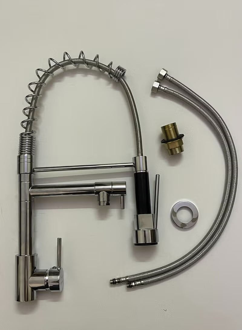 Kana Faucet Kitchen Kitchen faucet with shower 360° swivel Mixer tap Spiral spring faucet Sink faucet Brushed spiral spring faucet - Image 4