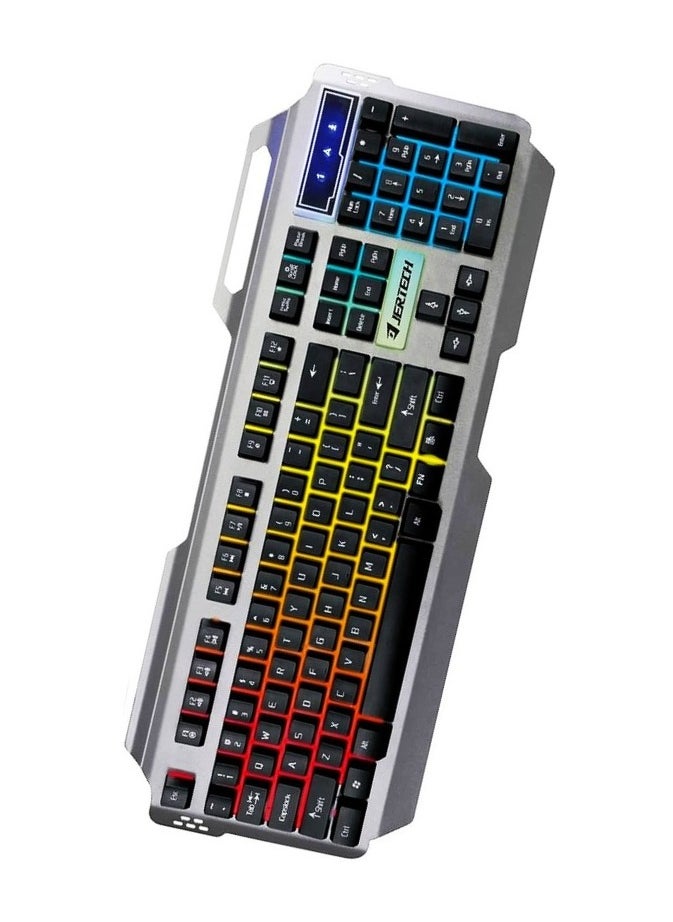 JERTECH KM 950 - كومبو كيبورد وماوس للالعاب يو اس بي - مع تأثيرات الإضاءة الرائعة - رد فعل سريع للمفاتيح - تصميم عصري وحديث باعلي جوده - الأسود