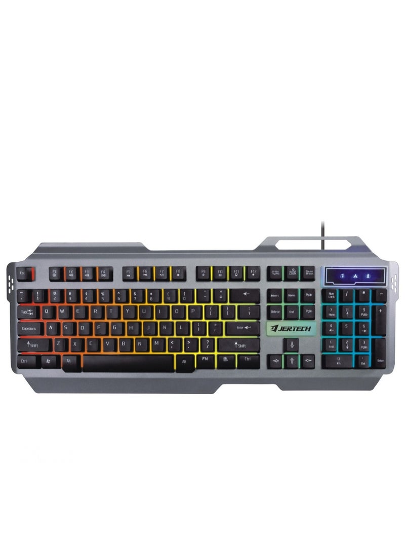 JERTECH KM 950 - كومبو كيبورد وماوس للالعاب يو اس بي - مع تأثيرات الإضاءة الرائعة - رد فعل سريع للمفاتيح - تصميم عصري وحديث باعلي جوده - الأسود