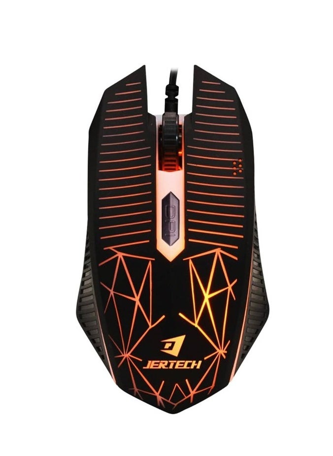 JERTECH KM 950 - كومبو كيبورد وماوس للالعاب يو اس بي - مع تأثيرات الإضاءة الرائعة - رد فعل سريع للمفاتيح - تصميم عصري وحديث باعلي جوده - الأسود