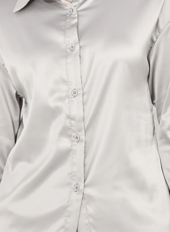 Styli Satin Slim Fit Shirt and Tailored Pant Set