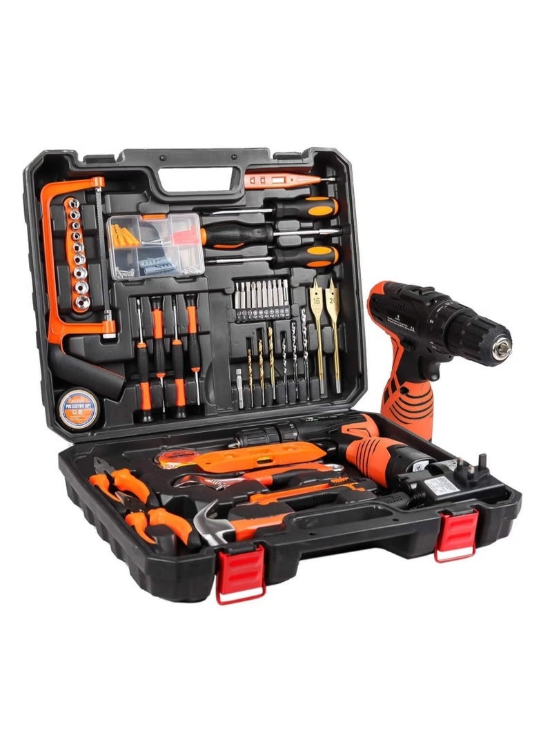 دينكس مجموعة مثقاب لاسلكي DENX DX1778 - بطارية قابلة لإعادة الشحن 12 فولت، سعة 1300 مللي أمبير، سرعة متغيرة من 0 إلى 800 دورة في الدقيقة، قطر المثقاب الأقصى 10 مم، مقبض مريح، مصباح عمل LED، مجموعة أدوات كاملة للأعمال اليدوية. - Image 1