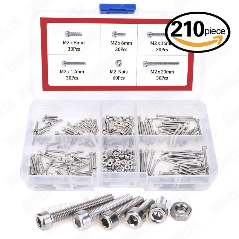 Hilitchi 420pcs M2 M3 Stainless Steel Hex Socket Head Cap Screws Nuts Assortment Kit with Box (304 Stainless Steel) - Image 4