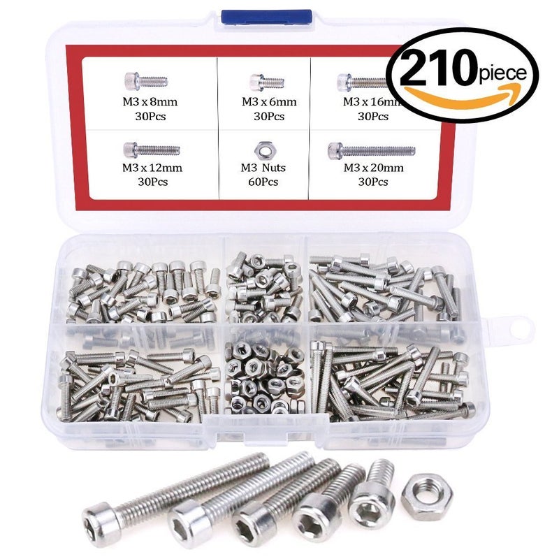 Hilitchi 420pcs M2 M3 Stainless Steel Hex Socket Head Cap Screws Nuts Assortment Kit with Box (304 Stainless Steel) - Image 5