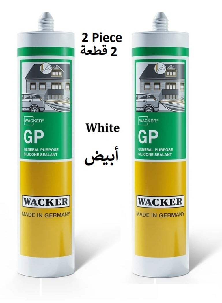 WACKER Hand Caulking Gun Heavy Duty Silicone Glue Gun 9 Inch With 2 Piece Wacker Germany Silicone Sealant General Purpose GP White 280ml - Image 2