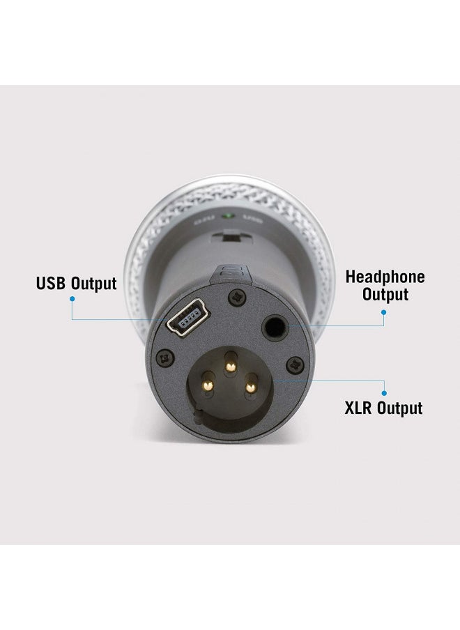 Samson - Samson Technologies Q2U USB/XLR Dynamic Microphone Recording and Podcasting Pack (Includes Mic Clip, Desktop Stand, Windscreen and Cables), silver - Image 1