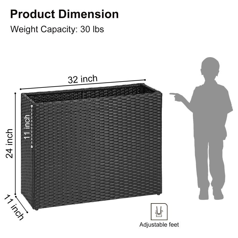SUNNYPARK Tall Rectangular Planter with Removable Liner, All-Weather PE Rattan Large Modern Planters Indoor Outdoor Flower Plant Pots Garden Box Patio Yard Front Porch Deck - Image 3
