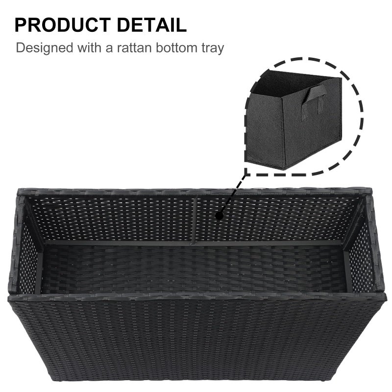 SUNNYPARK Tall Rectangular Planter with Removable Liner, All-Weather PE Rattan Large Modern Planters Indoor Outdoor Flower Plant Pots Garden Box Patio Yard Front Porch Deck - Image 4