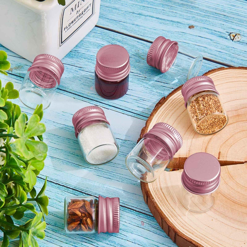 Tessco 100 Pcs 5 Ml Mini Glass Bottles With Screw Caps Tiny Jars Empty Glass Vials With Aluminum Lids Small Powder Container For Cosmetic Sample Essential Oil Specimen Diy Craft Storage (Rose Gold) - Image 5