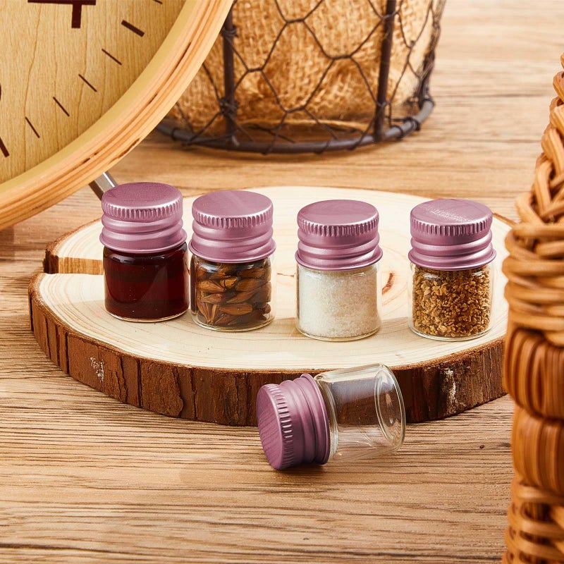 Tessco 100 Pcs 5 Ml Mini Glass Bottles With Screw Caps Tiny Jars Empty Glass Vials With Aluminum Lids Small Powder Container For Cosmetic Sample Essential Oil Specimen Diy Craft Storage (Rose Gold) - Image 4