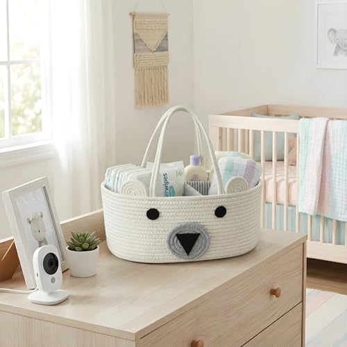 DECOMOMO Teddy Bear Basket Diaper Caddy Basket Baby Baskets for Baby Shower Animal Large - Image 3