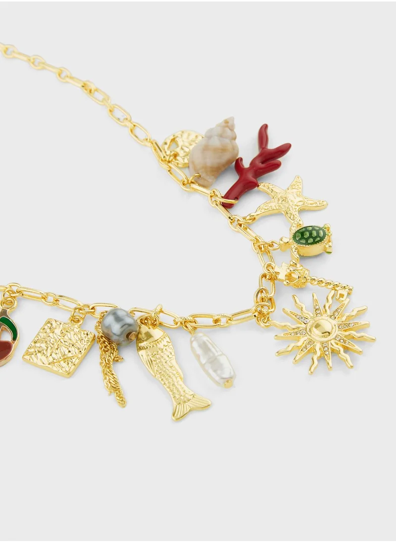 Ginger Multi Charm Short Necklace