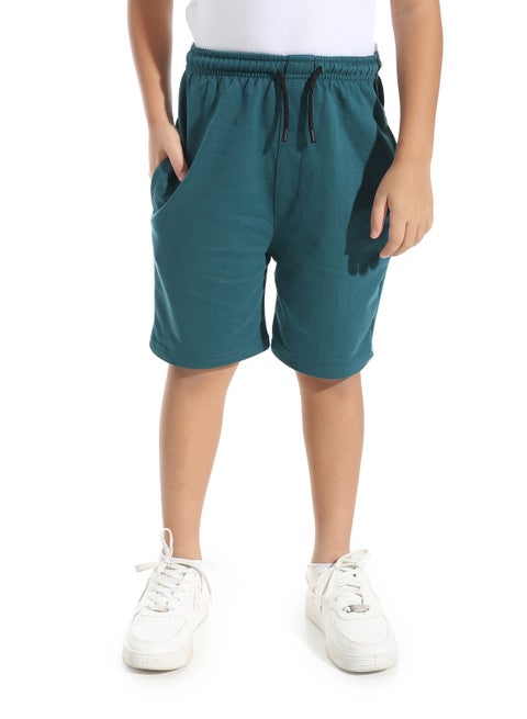 Knee Length Plain Loose Fit Short _ Dark Green