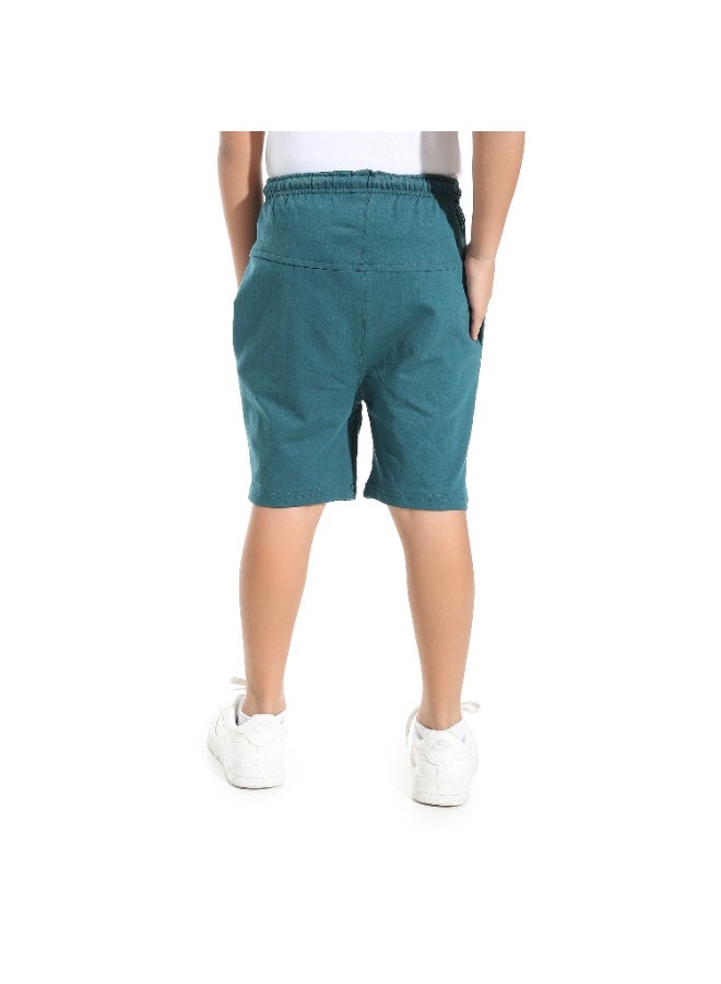 Knee Length Plain Loose Fit Short _ Dark Green