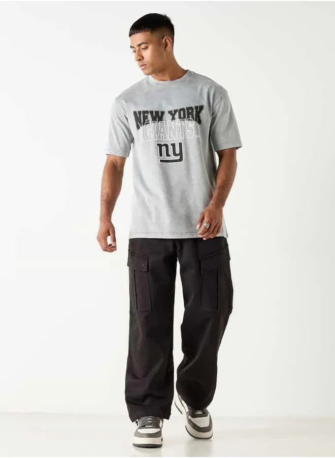 SP Characters New York Giants Print Crew Neck T-shirt with Short Sleeves