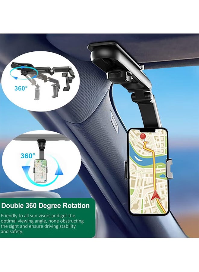 Car Phone Holder for Sun Visor 1080° Rotatable Sun Visor Car Phone Mount Foldable Dashboard Phone Holder for Car Universal Adjustable Spring Clip Car Cell Phone Stand for All Phone - Image 4