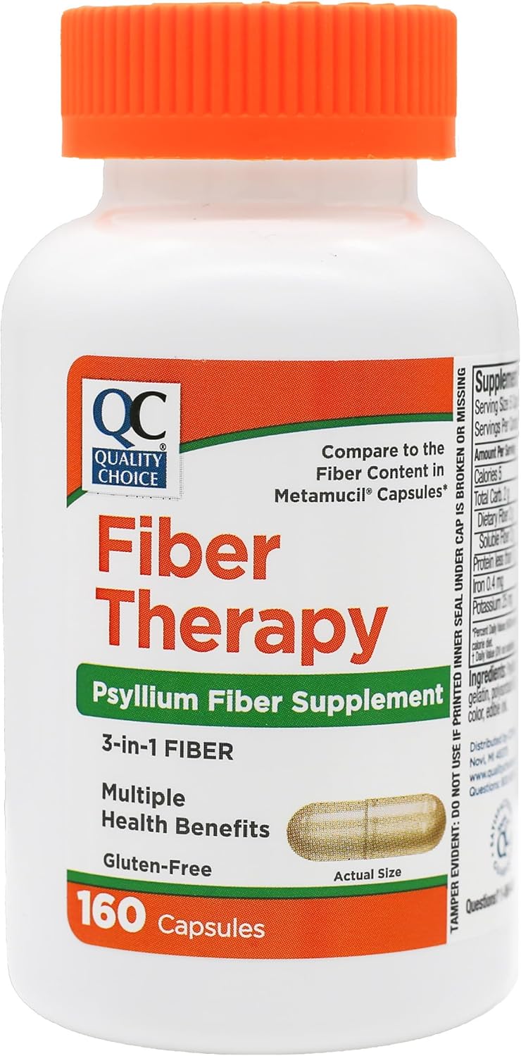 Quality Choice Fiber Capsule Laxative Supplement 160 Ct  Pack of 3 - Image 2