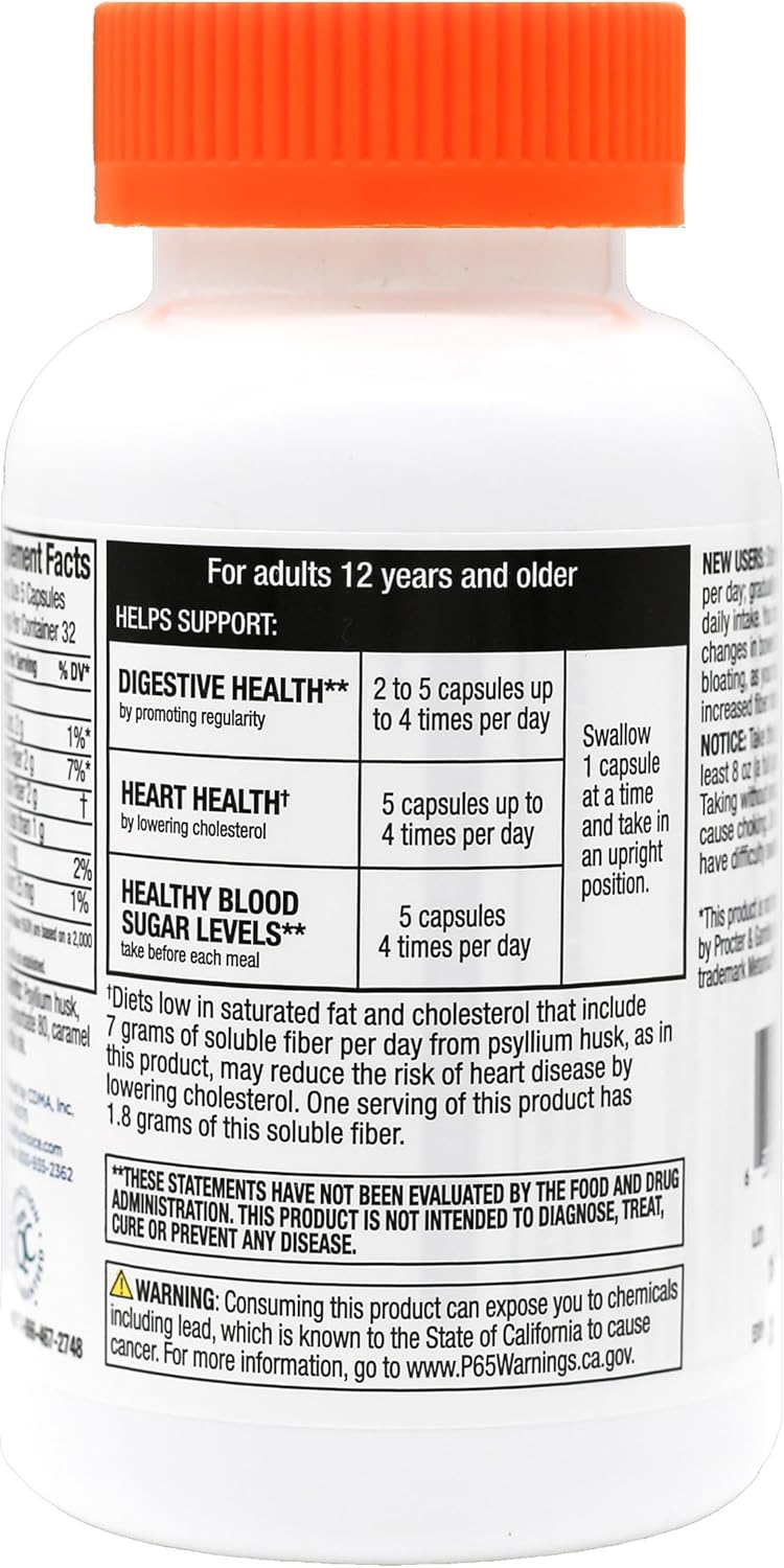 Quality Choice Fiber Capsule Laxative Supplement 160 Ct  Pack of 3 - Image 3