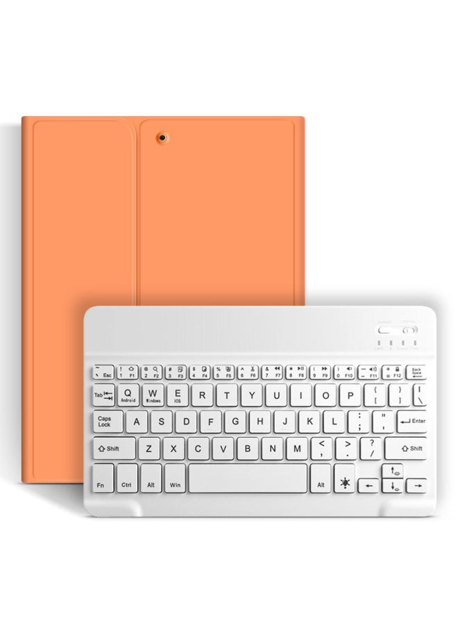 Generic Batch For IPad10.2 Touch Bluetooth Keyboard Protective Case Air5 Pen Slot Leather Case Pro11 Tablet Case 9 Generation-Color:Orange + White Normal Keyboard-Applicable Model:2022/2020ipad Air5/air4/10.9  - Image 1