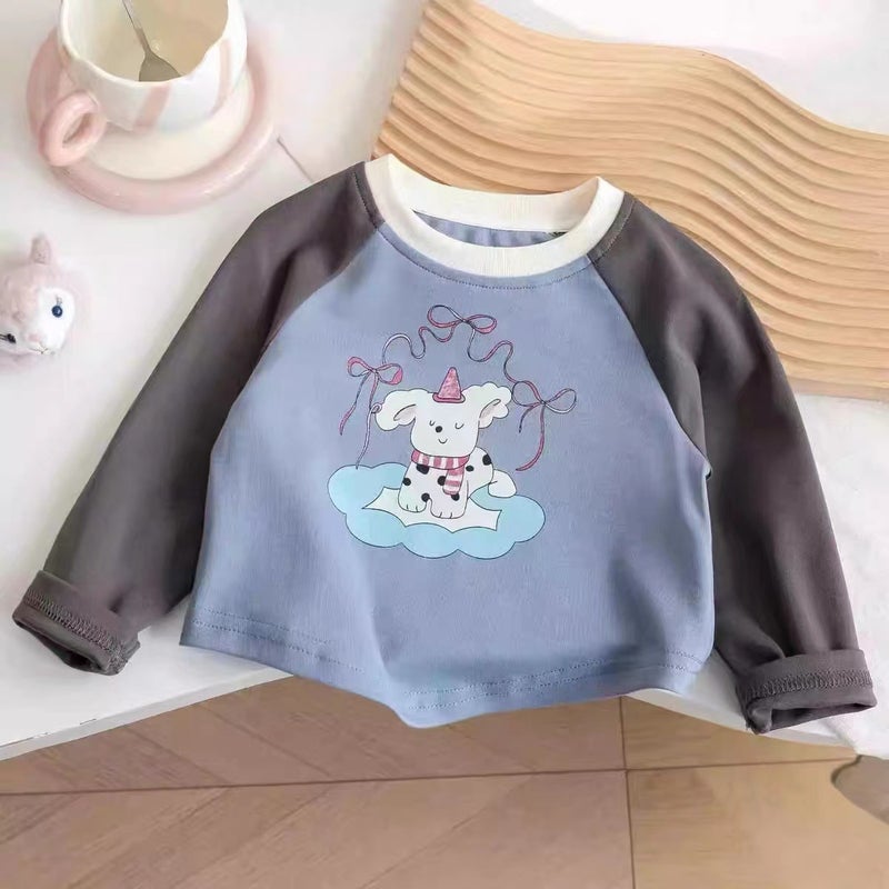 100 Cotton Children'S Long-Sleeved T-Shirt Base Shirt All-Match Cartoon Girl'S Color Matching Cute Western Style Top - Image 5