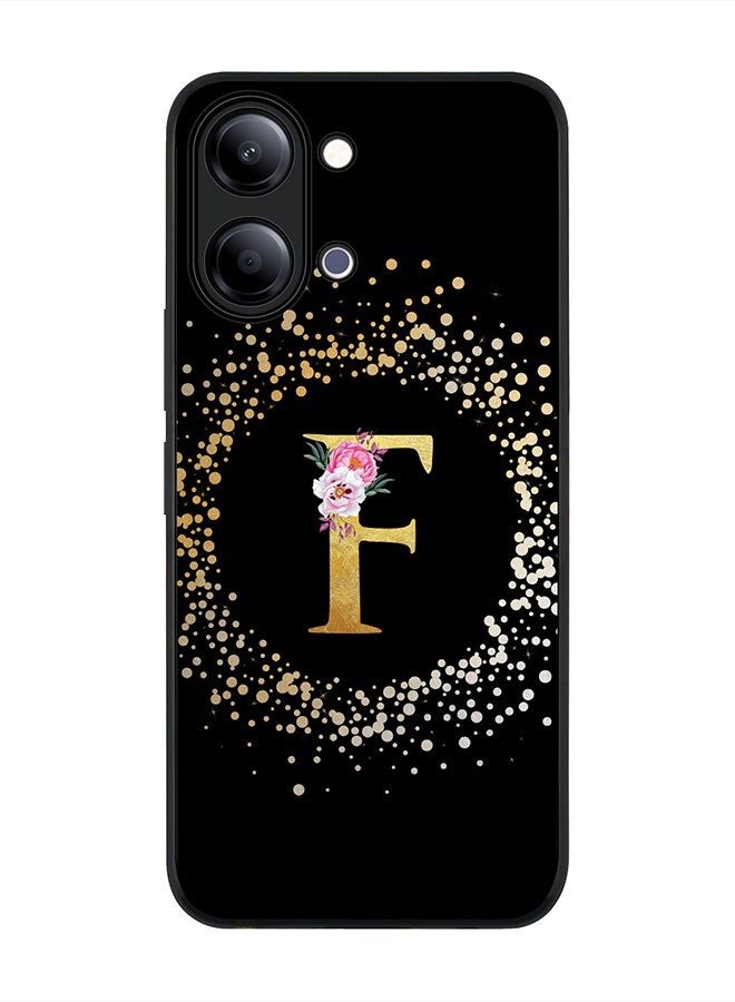 Stylizedd For vivo Y21 / Y11 Case,Slim fit Camera Protection, Shockproof Thin Phone cover  - Custom Monogram Floral - F ( Black ) - Image 1
