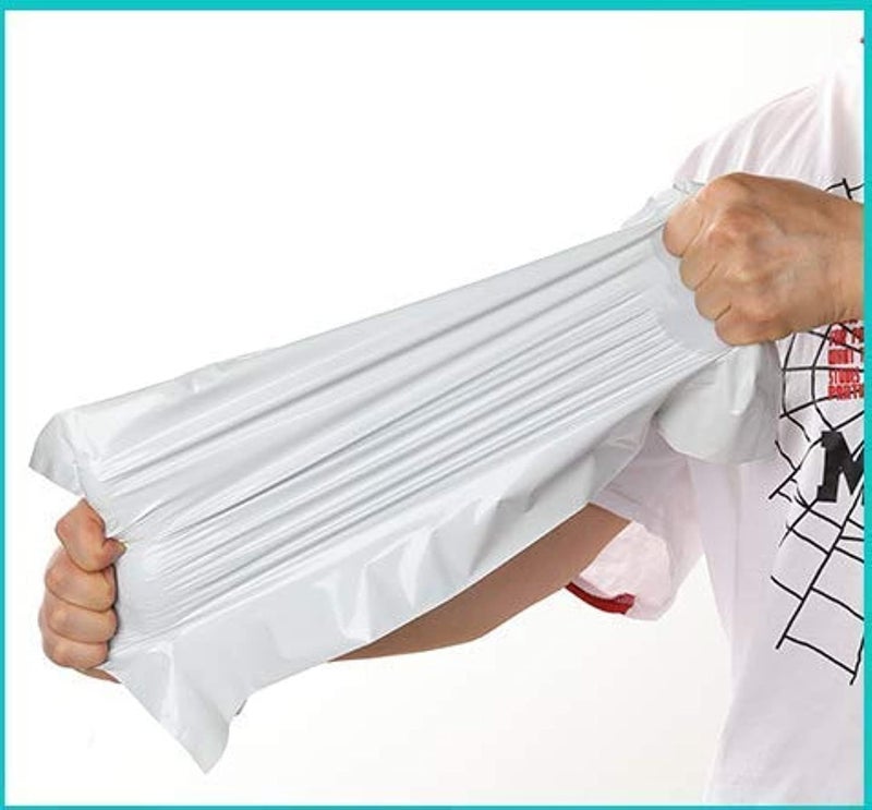 DCGPAC, White Poly Mailers Bags, AWB Window, Flap Seal | 50 x 50cm Adhesive Self-Seal Shipping Bags, Envelopes for Packaging Delivery 100Pcs/Pack | Ideal for Posting Parcels and Clothes - Image 1
